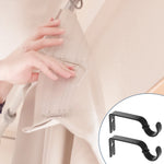 rideau barre noir moderne clips vis écrous support tringle robuste métal