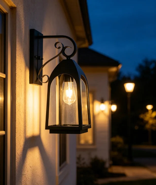 lampe murale extérieure vintage noir verre translucide élégante classique résistante l'eau facile éclairage maison