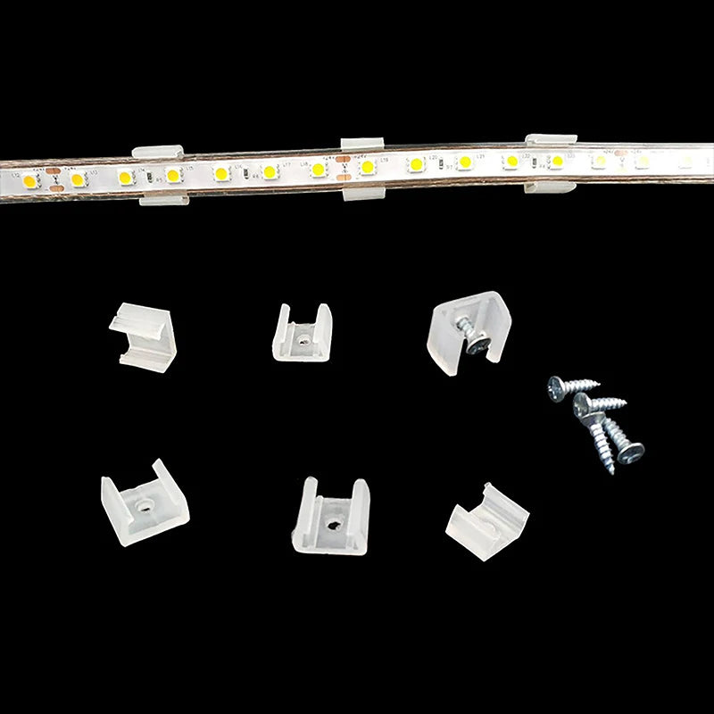 clips fixation transparent modernes vis led bande fibres 10mm 12mm 14mm 17mm 20mm