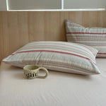 lot taies d'oreiller coton rayures rose clair modernes minimalistes douces lit maison
