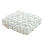 coussin mousse mémoire forme anti décubitus polyester coton rectangulaire blanc motif boules moderne adhesive