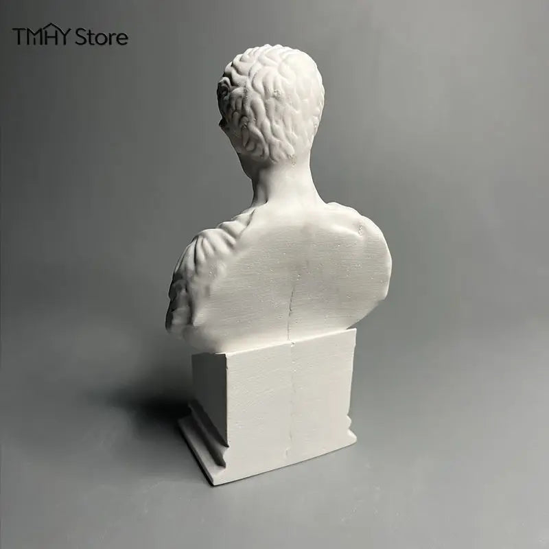 statue blanche buste romain armure antique ciment socle multiple décoration intérieure classique européen