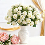 décoration extérieure moderne bouquet roses artificielles soie blanc rouge anniversaire mariage