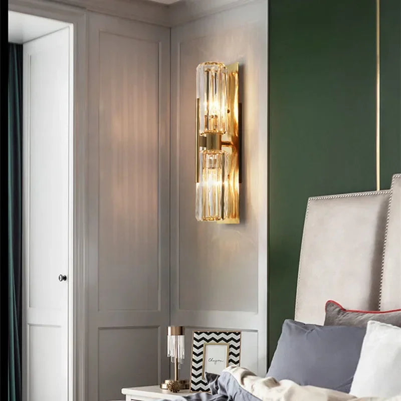 applique murale luxe cristal cuivre moderne éclairage ambiance salon chambre décoration murale dorée