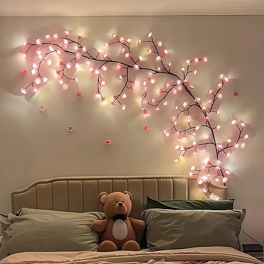 branche artificielle fleurs cerisier led rose moderne décoration chambre saint valentin 96 led usb