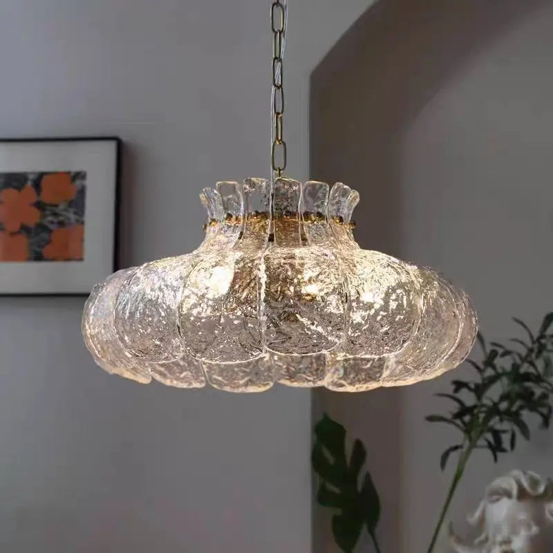 suspension lumineuse moderne vintage verre dépoli cuivre poli transparent doré chambre restaurant