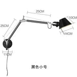 lampe murale articulée moderne bras réglable noir argenté led clip fixe chambre