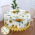 nappe ronde imperméable polyester fleurs motifs géométriques blanc rose verte bleue festive noël usage