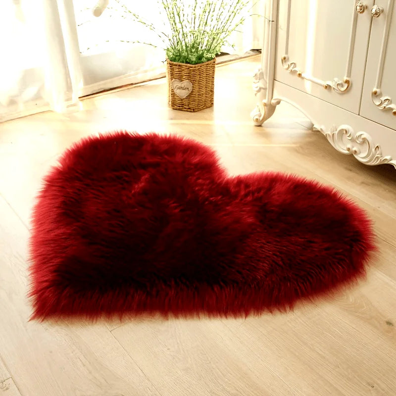 tapis peluche coeur rouge gris violet bleu moderne doux 50x60cm maison décoration chambre salon