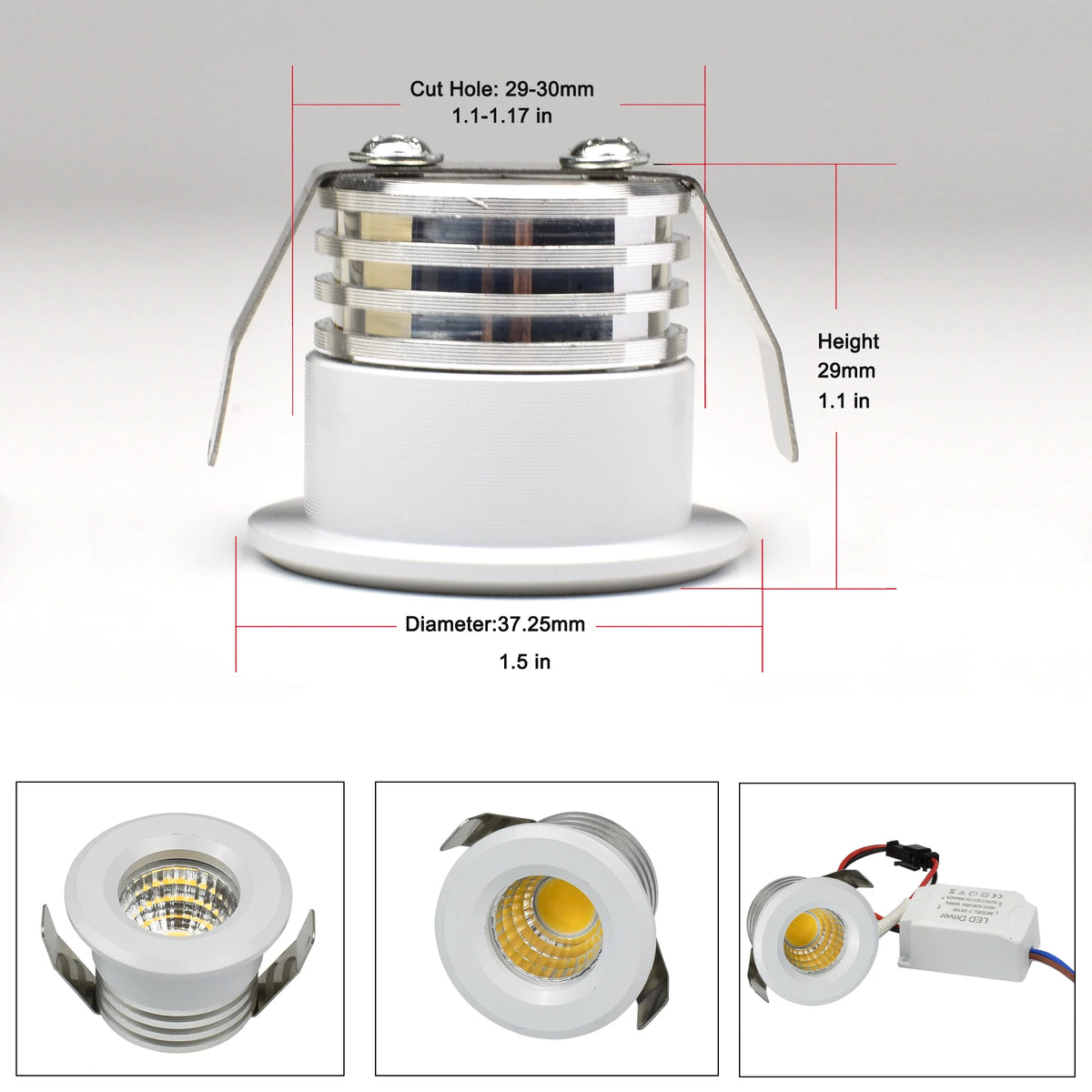 Spot LED 3W réglable blanc 4000K noir moderne clips aluminium 220V 12 mois garantie