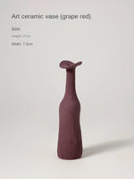 vase decoratif moderne marron rouille violet gris beige fleurs seches arrangement floral decoration maison