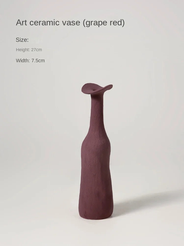 vase decoratif moderne marron rouille violet gris beige fleurs seches arrangement floral decoration maison