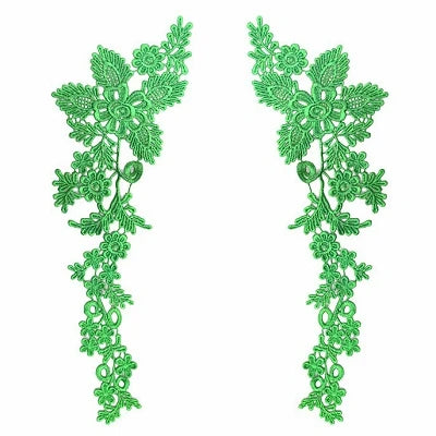 appliques decoratives brodees or rouge vert bleuclair floral polyester mariage