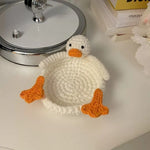 coaster crocheté blanc orange jaune créatif artisanal respectueux environnement maison