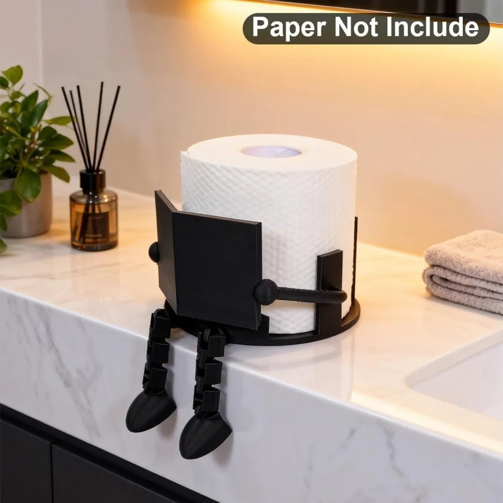 porte rouleau papier toilette anthropomorphe blanc noir papier texturé surface lisse meuble salle bain
