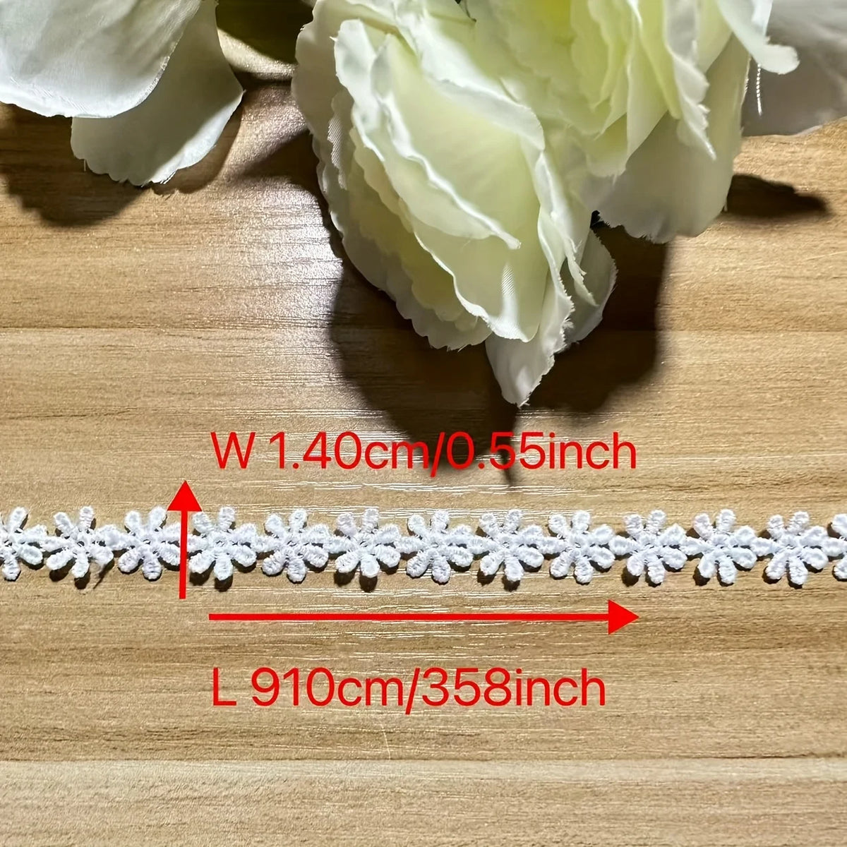 ruban dentelle blanc fleurs simple 100 polyester élastique classique 10 yards 55in