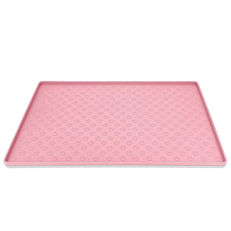 tapis nourriture animal imprimé pattes gris moderne opacité 80x60cm 60x46cm 40x30cm 29.5x18cm