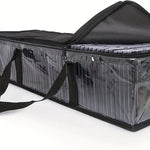 sac rangement dvd cd noir transparent pratique réutilisable écologique multifonctionnalités poignées zippable