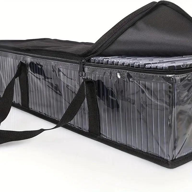 sac rangement dvd cd noir transparent pratique réutilisable écologique multifonctionnalités poignées zippable