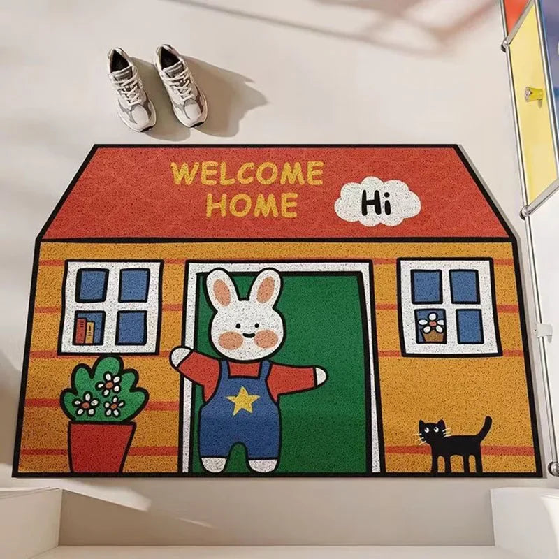 tapis d'entrée moderne lapin bienvenue adhésif extérieur intérieur 40x60cm 50x80cm 60x90cm