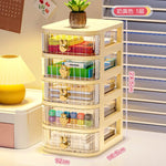 boîte rangement tiroirs transparentes poignées coeurs blanc rose beige