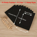 cadres photo papier kraft vintage clips bois cordelette décoration mur anniversaire mariage fêtes