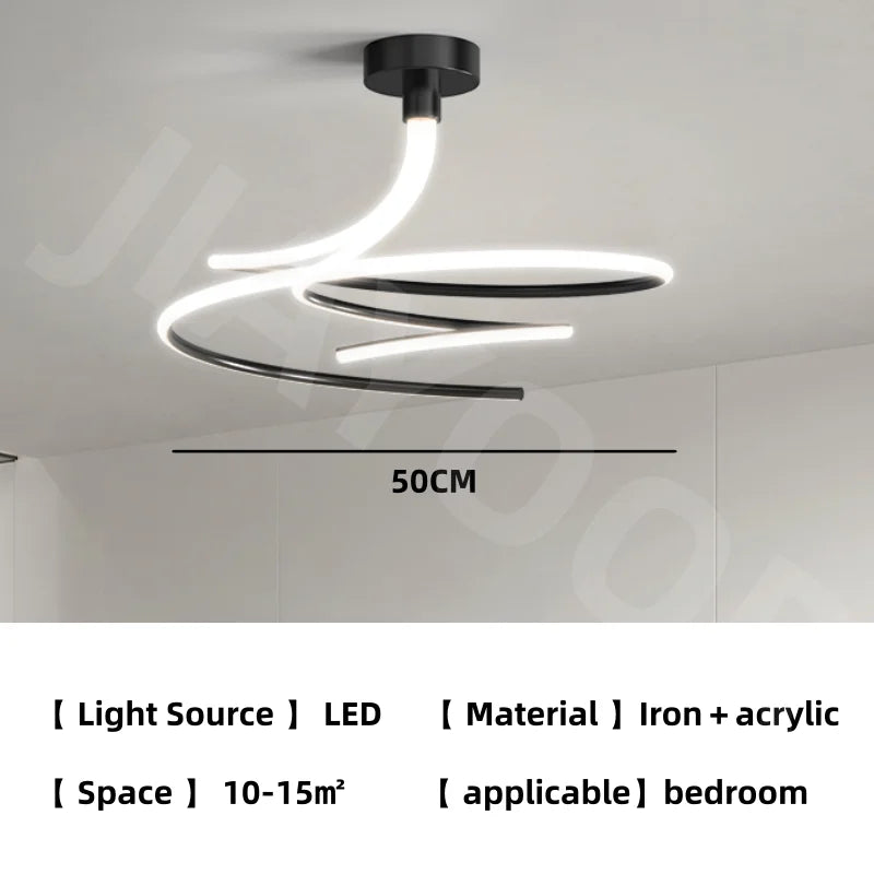 suspension lumineuse moderne minimaliste spirale sphère texturée noir blanc led chambre salon