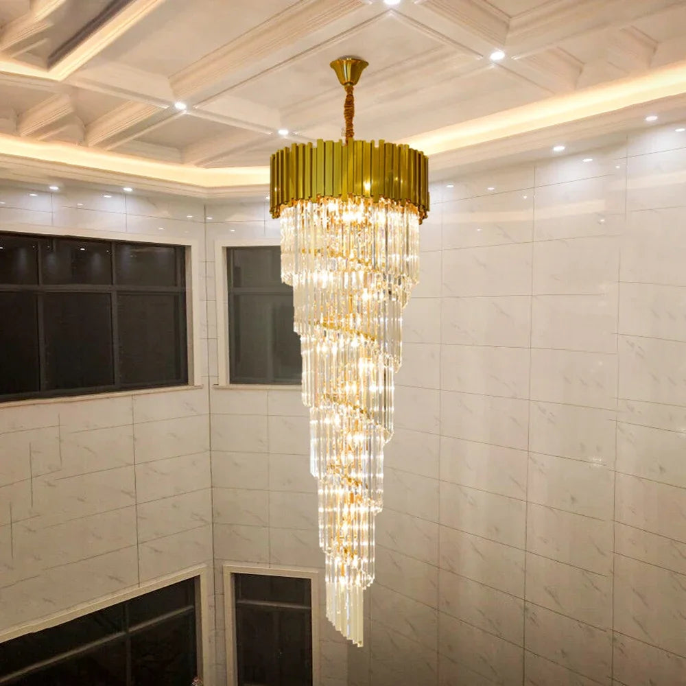 lustre contemporain luxueux doré transparent acier inoxydable cristal haute luminosité facile certifications multiples