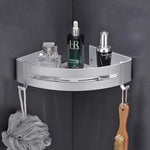 étagère angle moderne noire blanche or adhésive réutilisable salle bain douche trois niveaux fixations