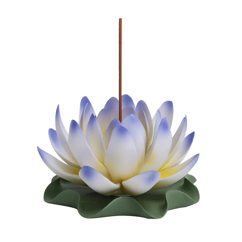 brûleur d'encens fleur artificielle petals rose jaune blanc bleu ornement maison salon