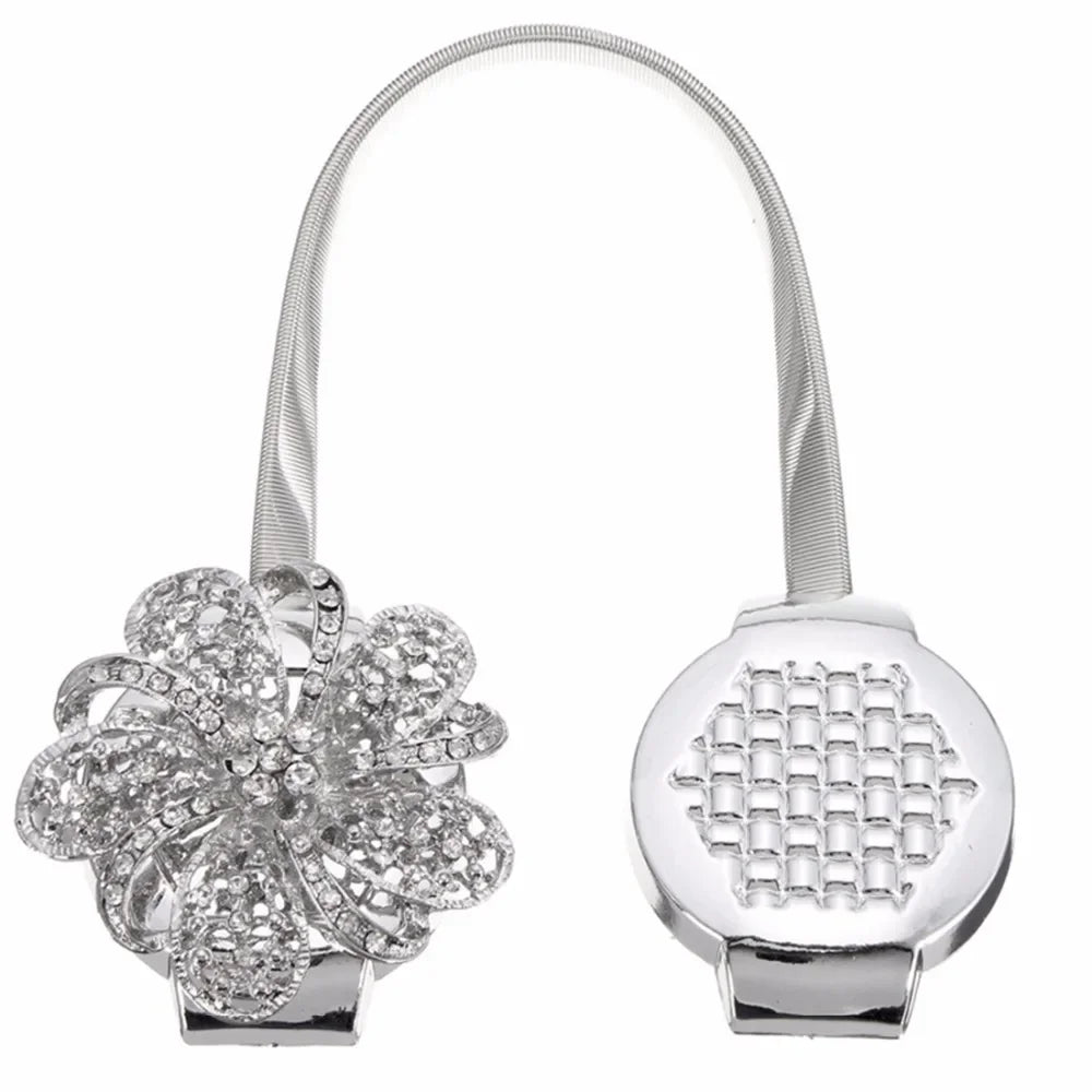 rideau magnétique fleur clips argent doré moderne élégant chambre fixations