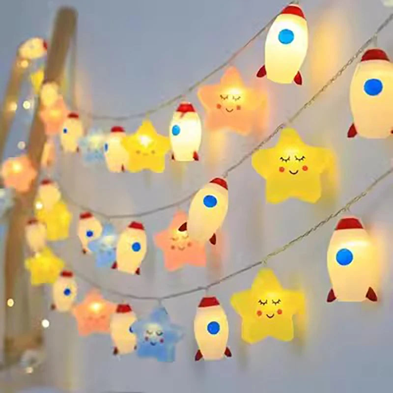 guirlande lumineuse étoiles arc ciel nuages festives enfantines leds colorées chambre enfants