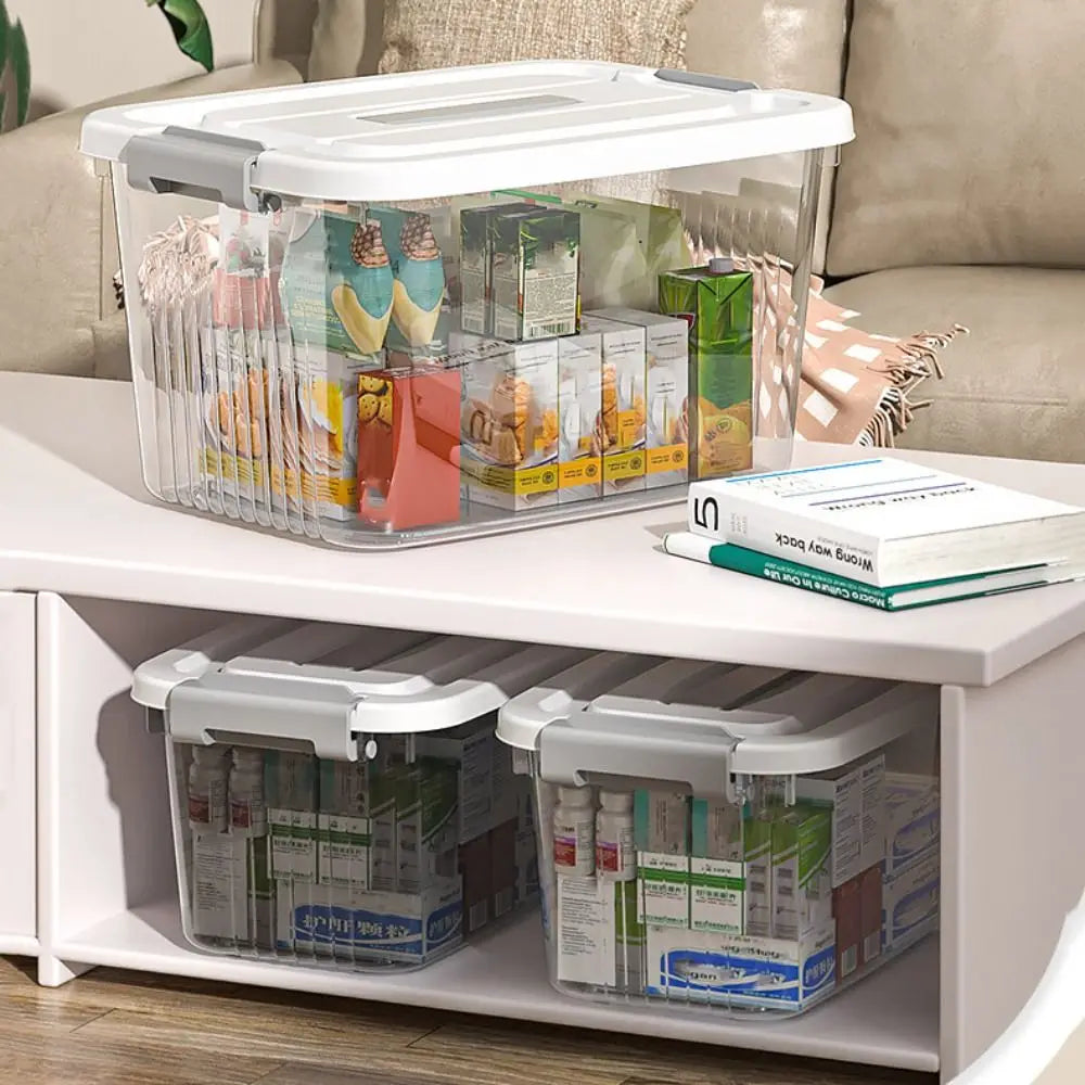 boîtes rangement transparentes plastique réutilisables poignées couvercle moderne empilables organisation maison jardin