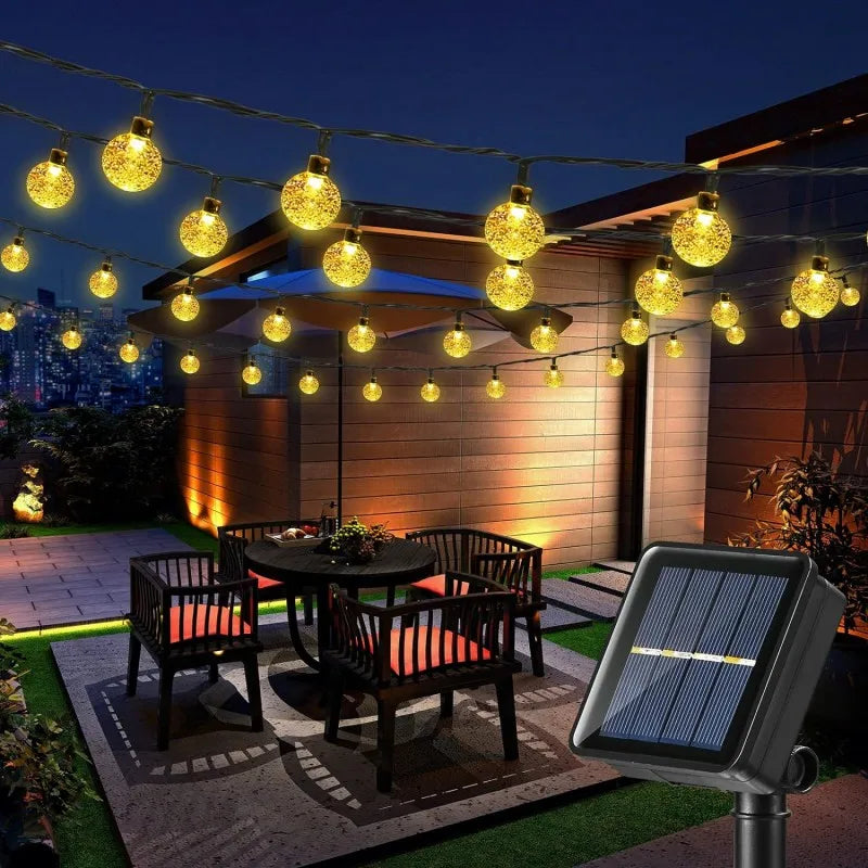 guirlande lumineuse solaire multicolore moderne texture granulée fixation panneau solaire
