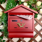 boîte lettres rouge rustique murale motif gâteau postal or fixée