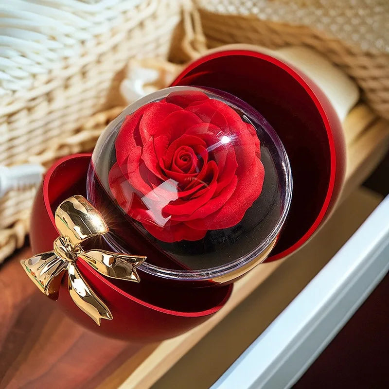 boîte bijoux rouge rose élégante classique motif satin fleurs artificielles occasion spéciale