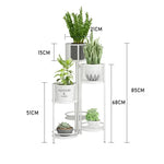 étagère plantes moderne or fer niveaux pots différents ajourées minimaliste