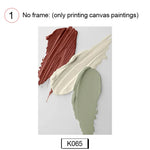 toile d'art abstrait contemporain rouge brun beige vert clair gris minimaliste fixations chambre salon