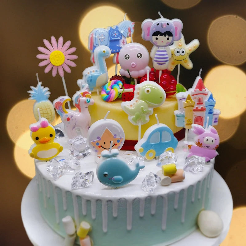 bougies anniversaire licorne dinosaure flamants roses animaux créatives enfantines piques