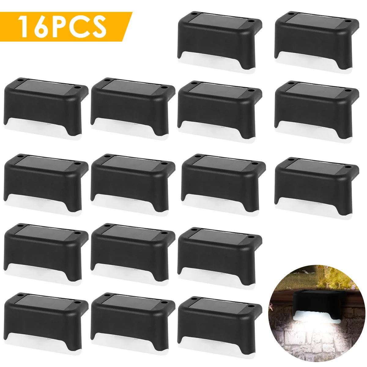 lumière solaire marron blanc moderne extérieure jardin patio escaliers décoration éclairage led vis fixations