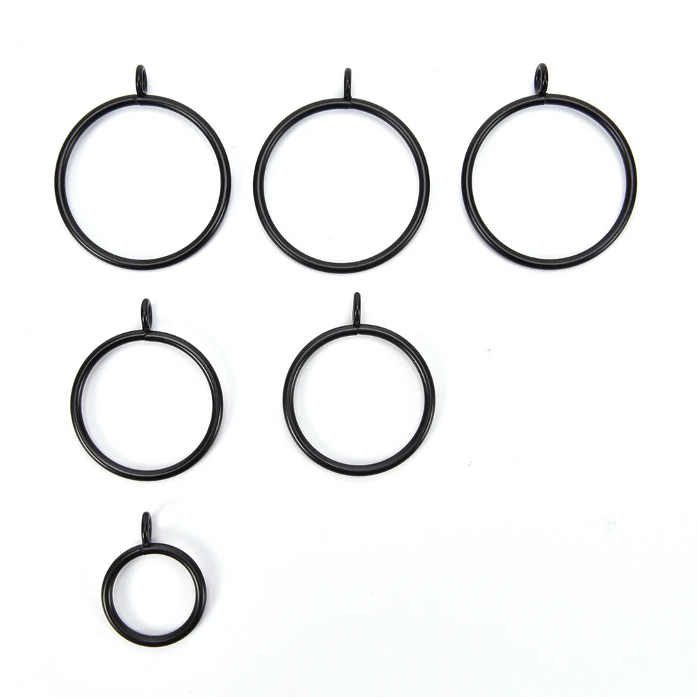 anneaux rideau noirs ronds lisses minimaliste 25mm 28mm 38mm 45mm 55mm
