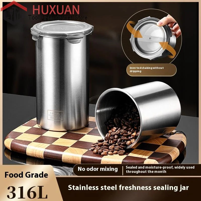 boîtes hermétiques acier inoxydable coffrets alimentaires épices grains couvercle transparent moderne minimaliste