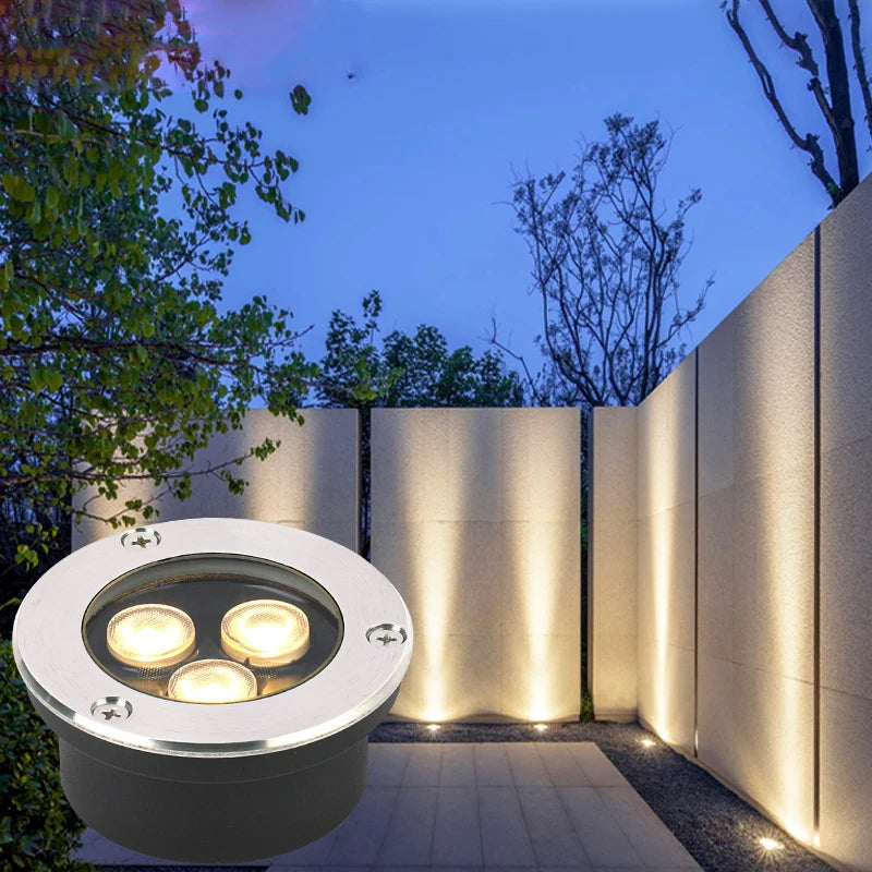 lumière led spot sous terrain ip67 inoxydable moderne 10w 12w argent noir