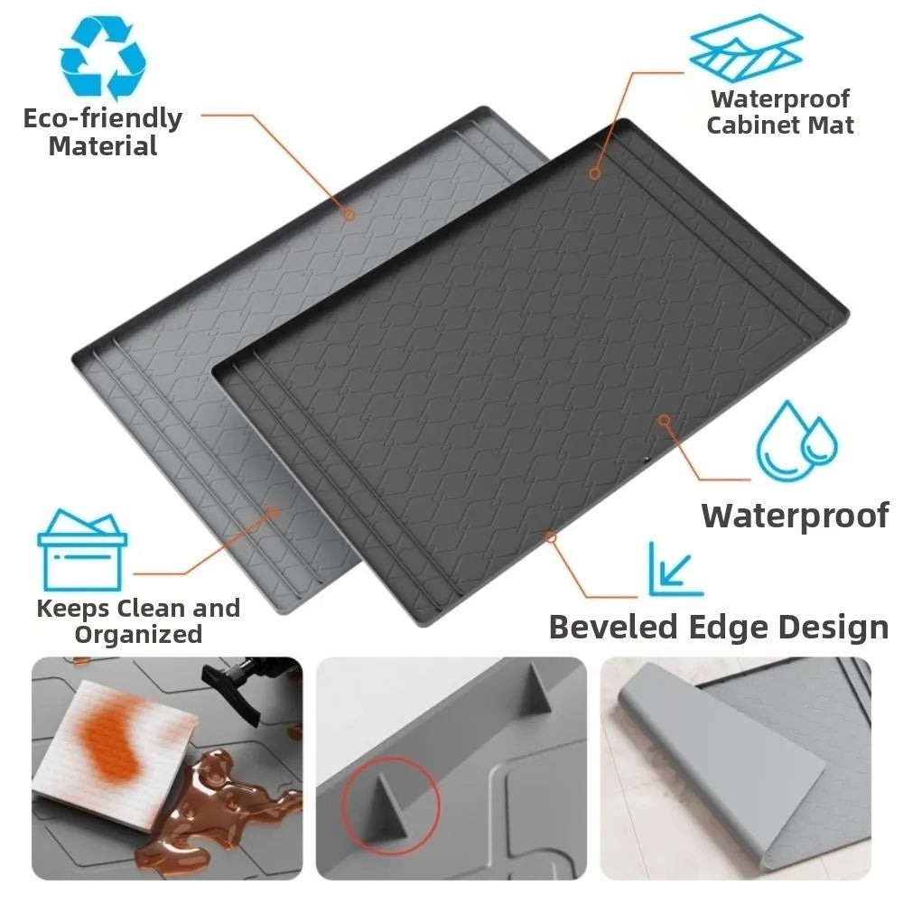 tapis cuisine imperméable anti dérapant gris texture géométrique moderne tongs cuillère spatule fouet