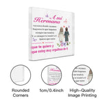 plaque decorative florale deux filles transparente moderne personnalisable texte espagnol decoration blanc rose verte