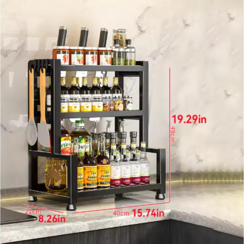 étagère cuisine acier inoxydable noir moderne 40cm 35cm haute capacité rangement cuillères couteaux planche