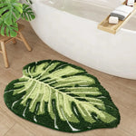 tapis bain vert feuilles moderne coton absorbant antidérapant doux 60cm machine lavable