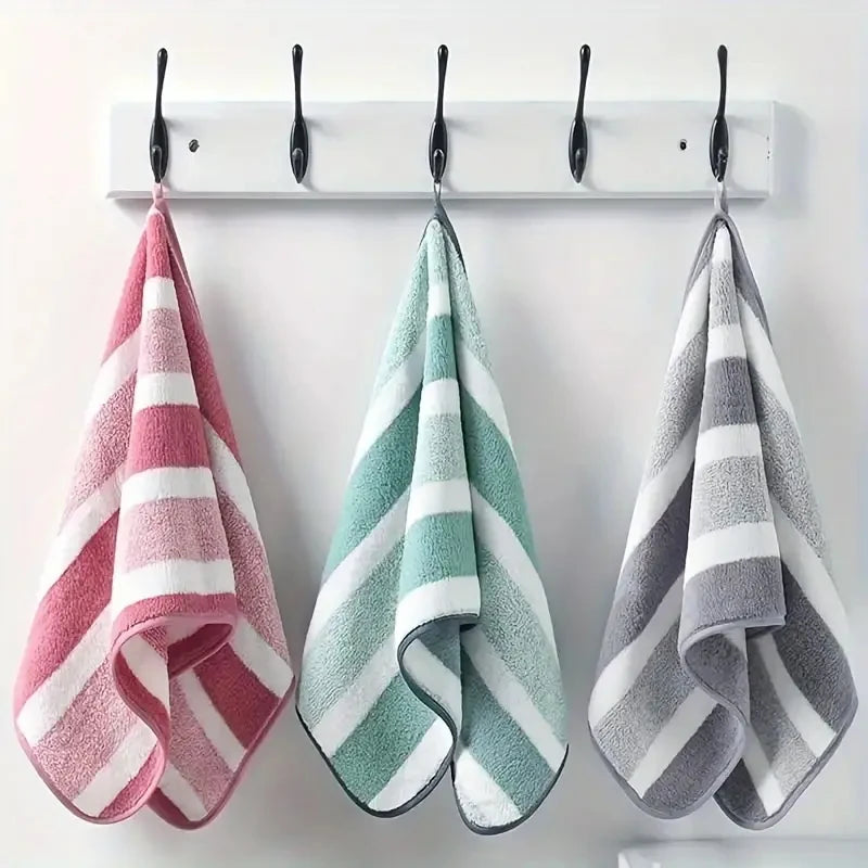 serviettes bain absorbantes rayées vert turquoise moderne rapide séchage douces polyester