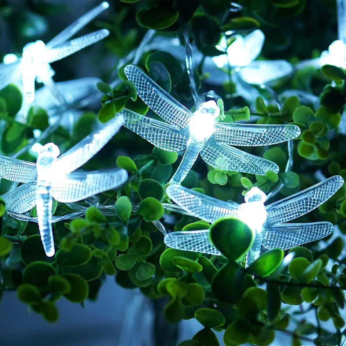guirlande lumineuse libellules transparente 10 led 1.5m batterie décoration vacances chambre mariage anniversaire festival