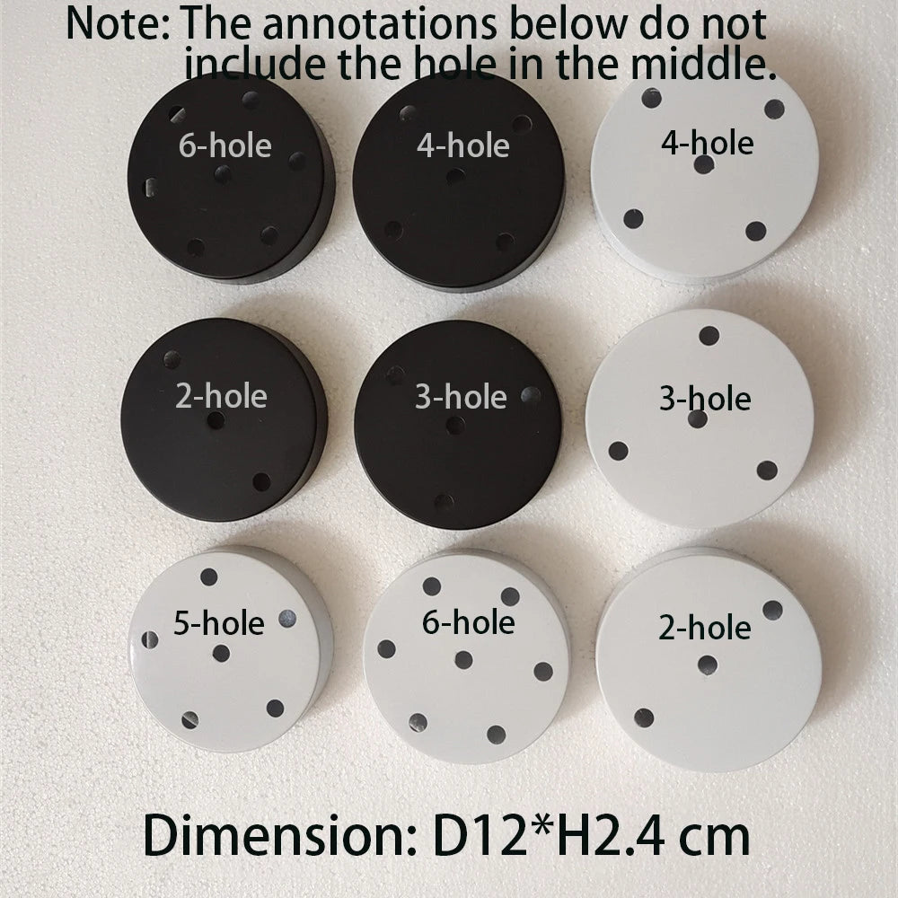Bases Lampe Métal Plafond Ronds Noirs Blancs Multiples Plaques Montage Éclairage